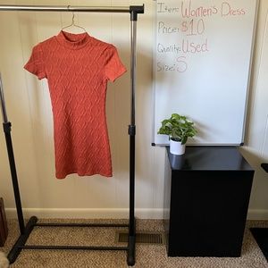 FOREVER 21 Women's Orange Short Sweater Dress with High Neck. Size S